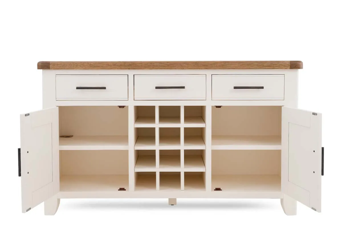 A dimension image of the Woodland Sideboard with 150cm x 45cm x 90cm