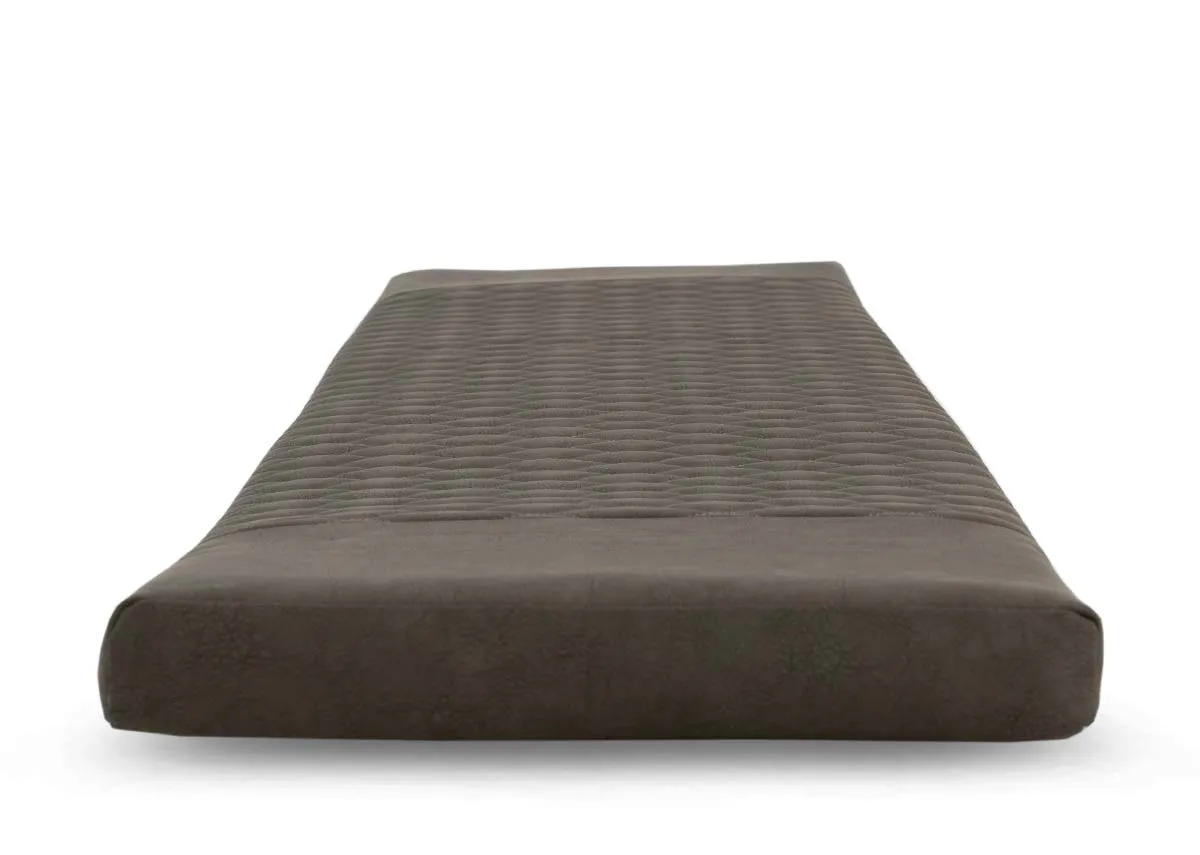 A green pu fabric seat pad from EZ Livings Lucca range. Front view