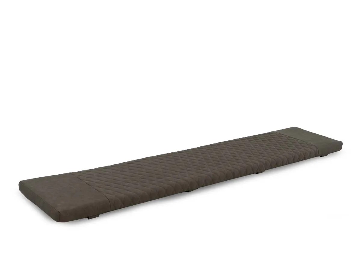 A green pu fabric seat pad from EZ Livings Lucca range. Angled view of the thick seat cover