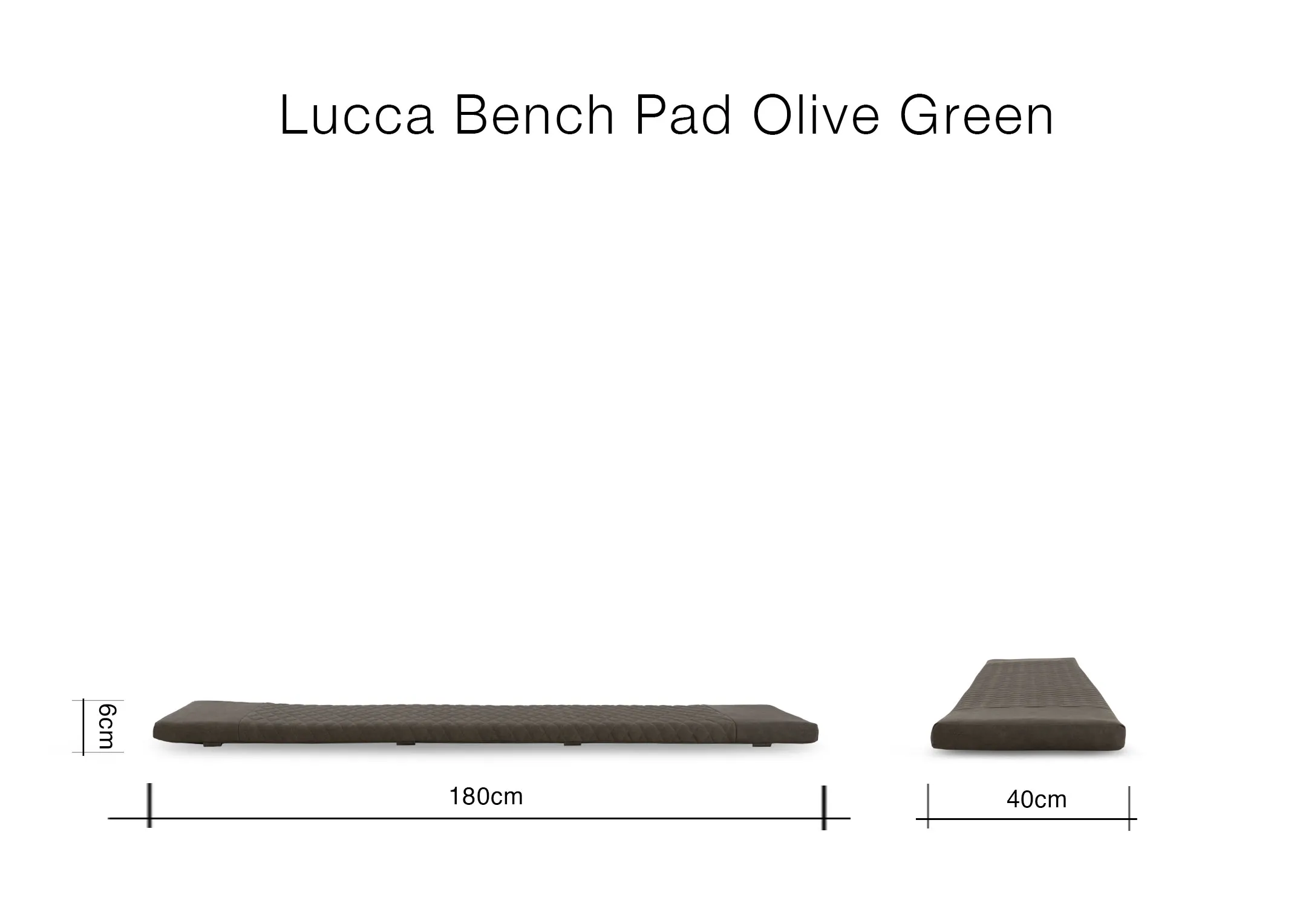 A dimension image of the Lucca Bench pad with 180cm