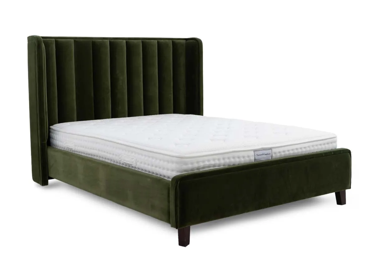 Double (4ft 6) Green Fabric Bed Frame - Lowe