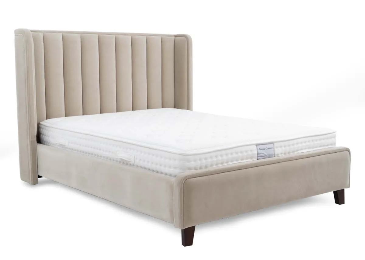 Double (4ft 6) Beige Fabric Bed Frame - Lowe