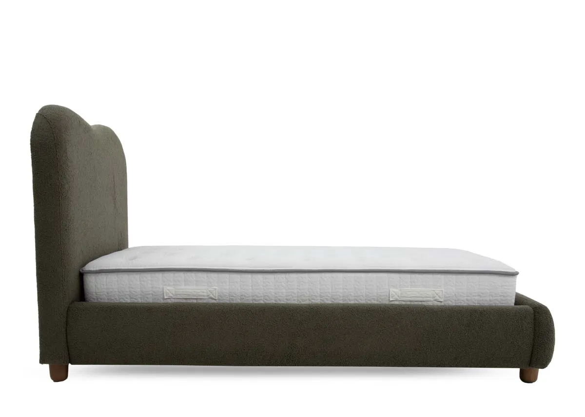 A 5ft green bedframe from EZ Livings Teddy range. Side view