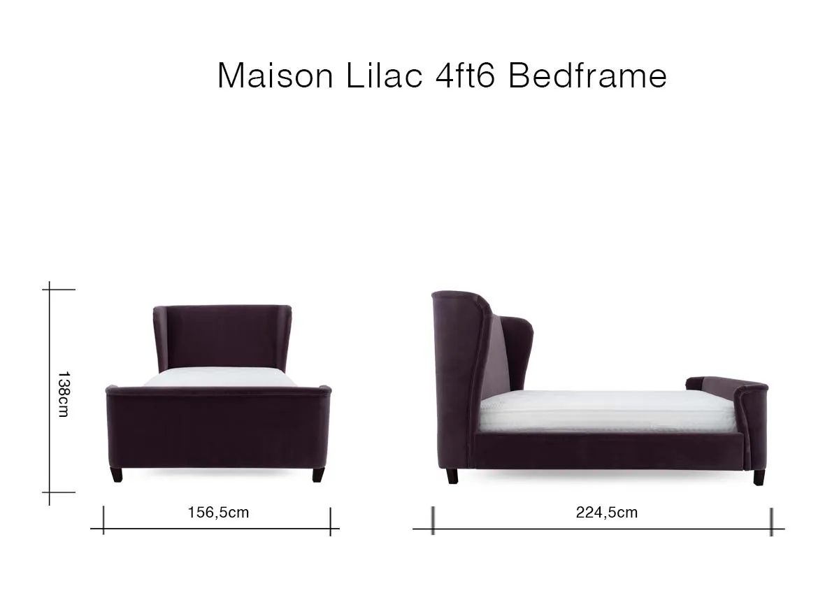 A dimension image of the Maison 4ft6 bed with 158.5cm x 234.5cm x 138cm