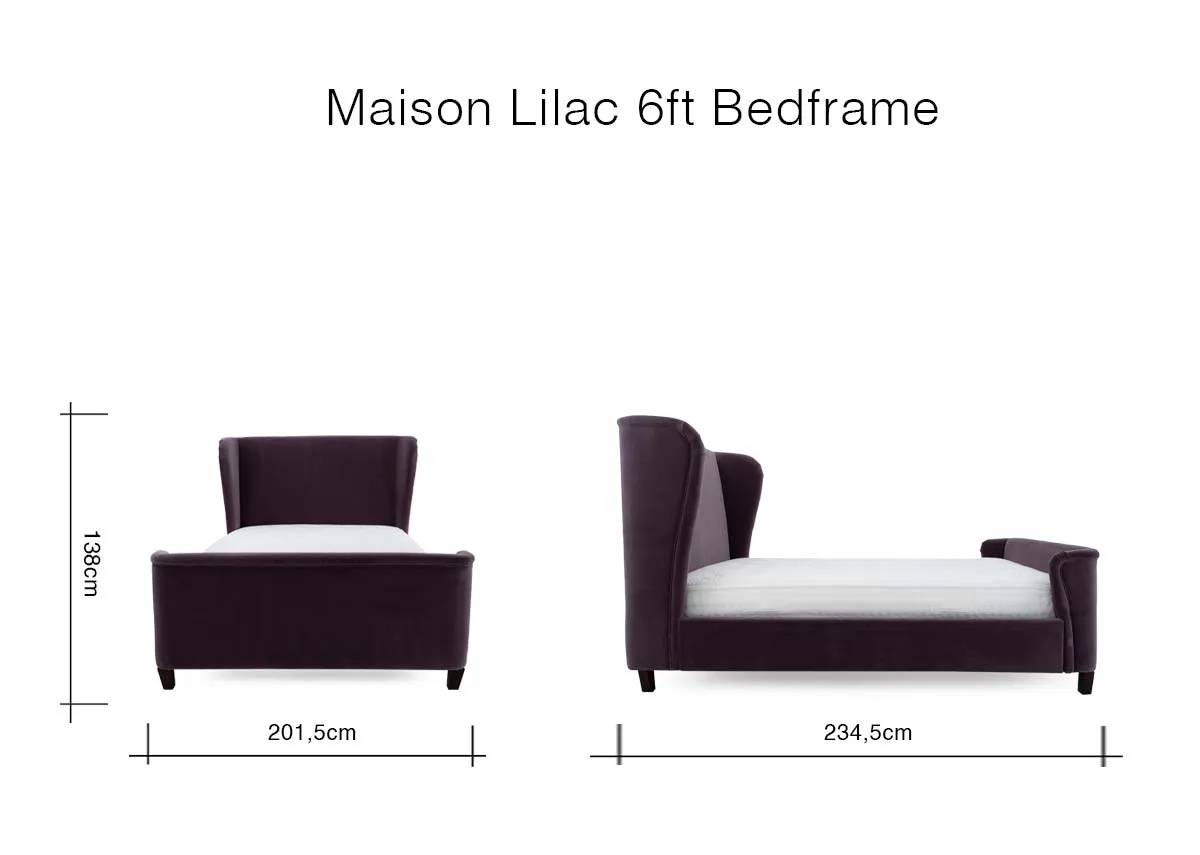 A dimension image of the Maison 6ft bed with 201.5cm x 234.5cm x 138cm