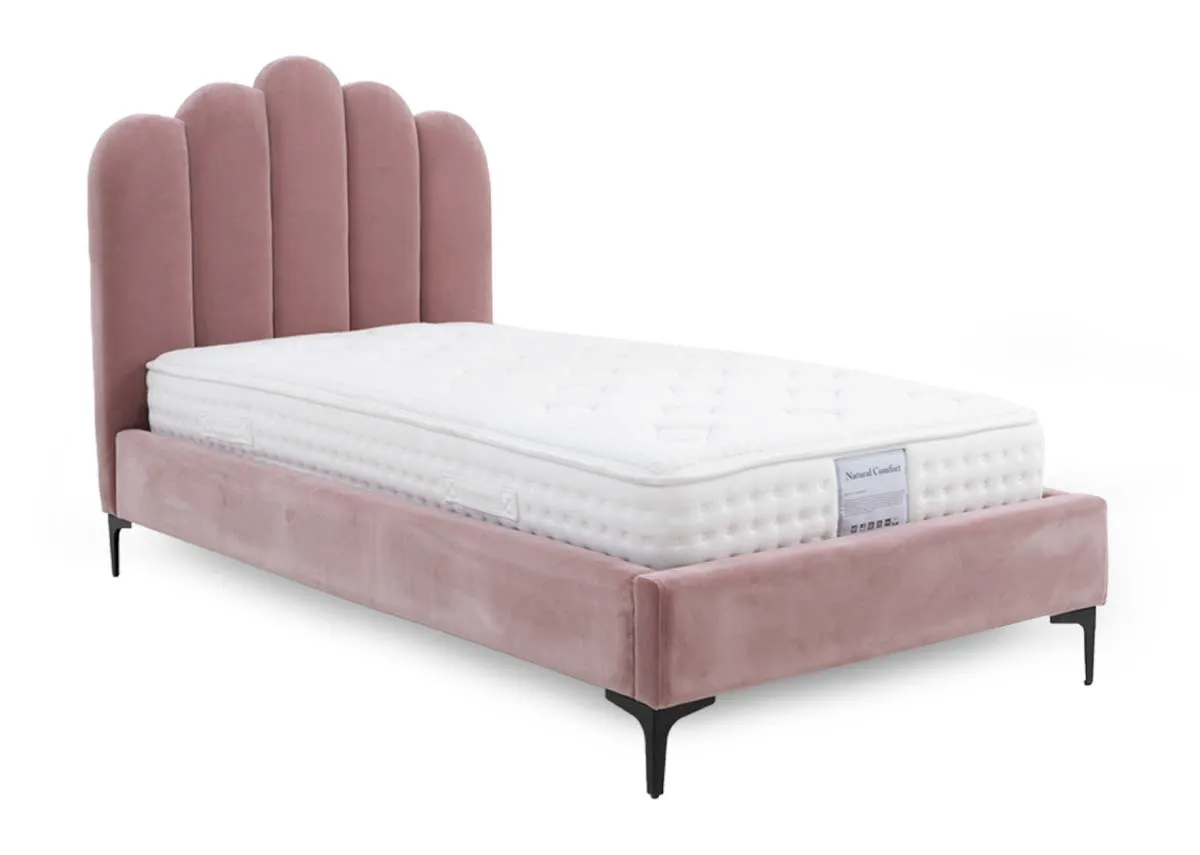 Single (3ft) Pink Fabric Bed Frame - Faye