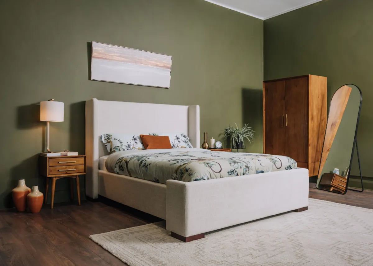 King Size (5ft) Beige Fabric Bed Frame - Quay West