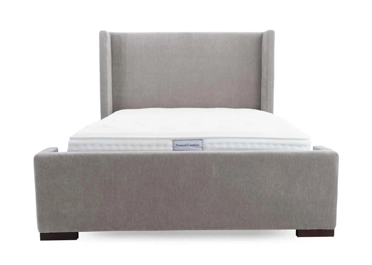 A dimension image of the Quay West Grey 5ft Bed frame with 180.5cm x 220cm x 133.5cm 