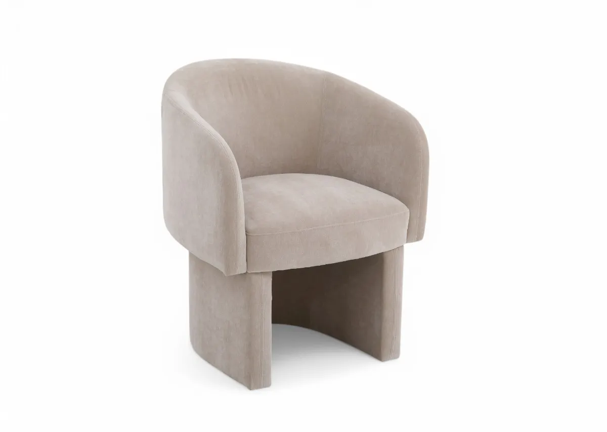 A tub shaped occasional chair in cream velvet fabric from EZ Livings Hope range.
