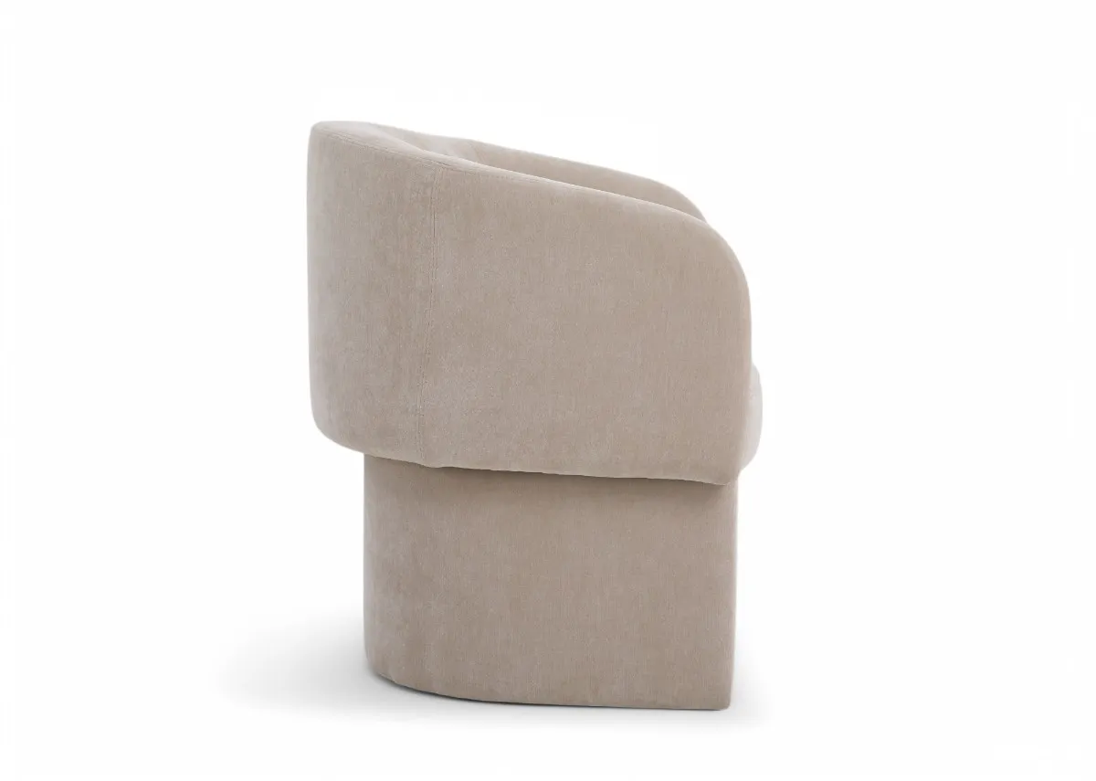 A tub shaped occasional chair in cream velvet fabric from EZ Livings Hope range.