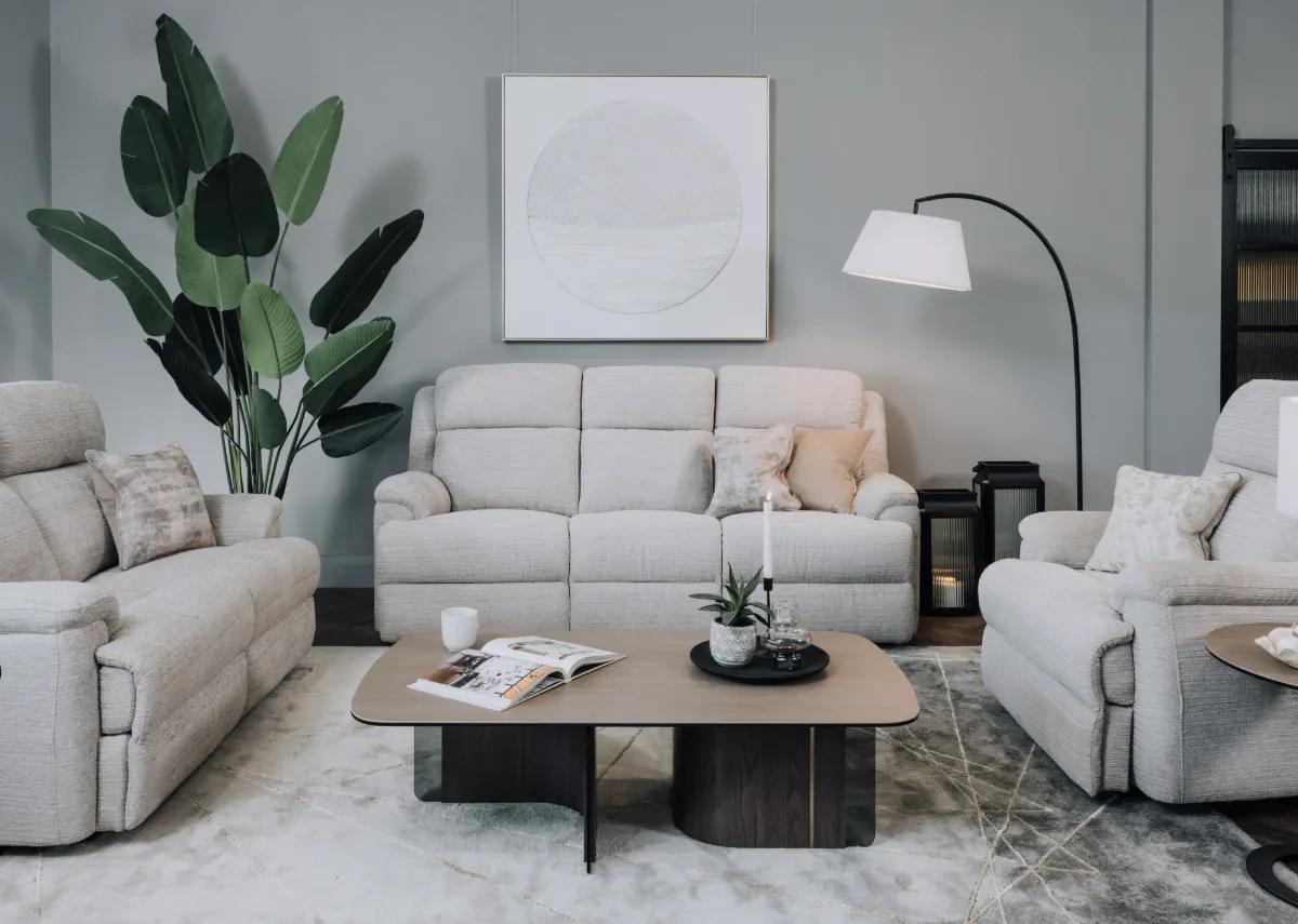 Silver Fabric Power Recliner - Embrace