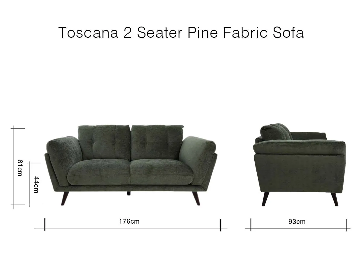 A dimension image of the Toscana 2 Seater with 176cm x 93cm x 81cm