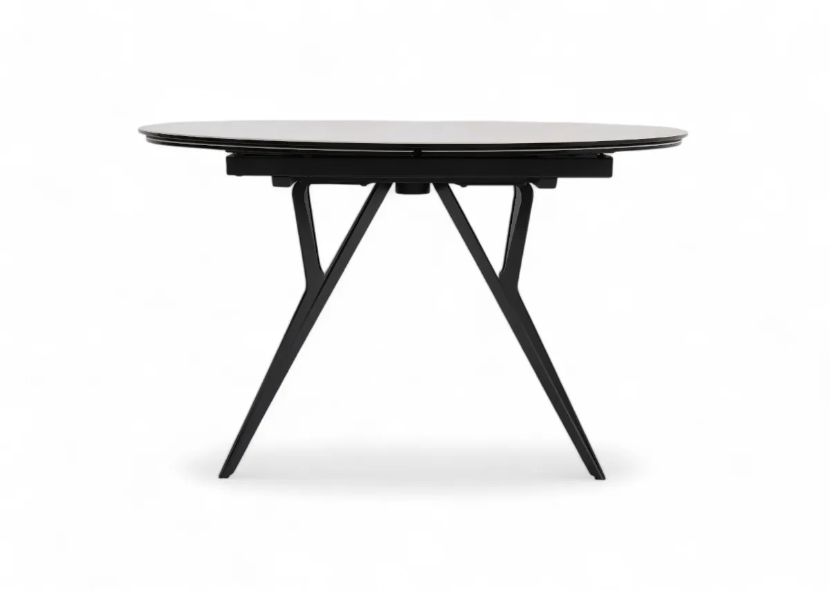A ceramic top dining table from EZ Livings Fusion range. Front view