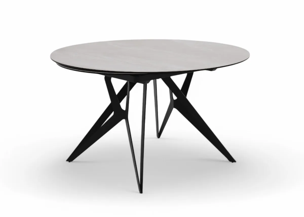 A ceramic top dining table from EZ Livings Fusion range. Front view not extended