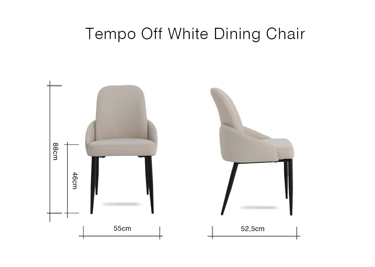 A dimension image of the Tempo Dining Chair with 55cm x 52.5cm x 88cm