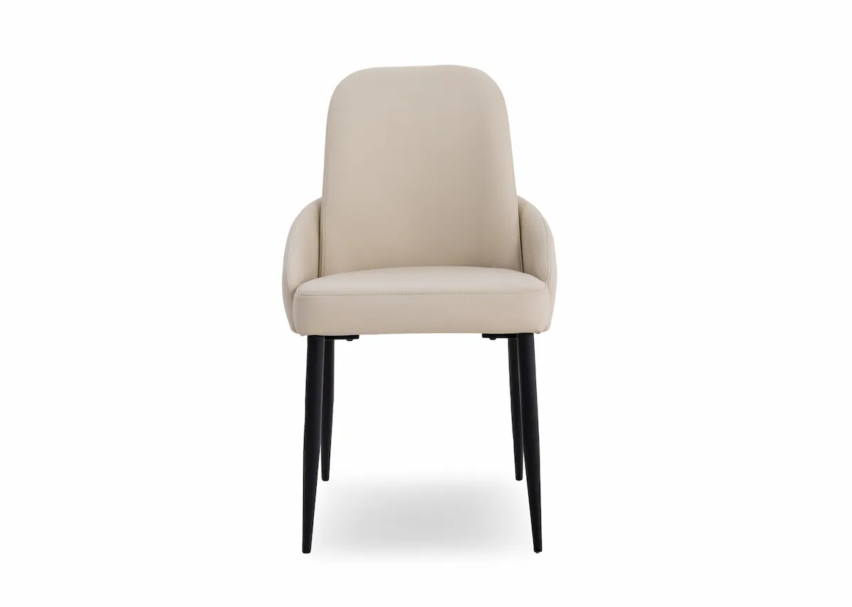 A white faux leather dining chair from EZ Livings Tempo Range.