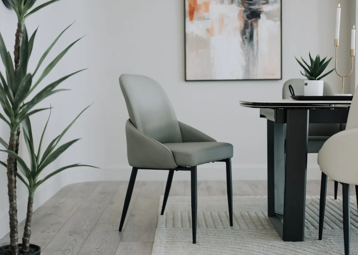 A lifestyle image of the Tempo dining chair with dining table