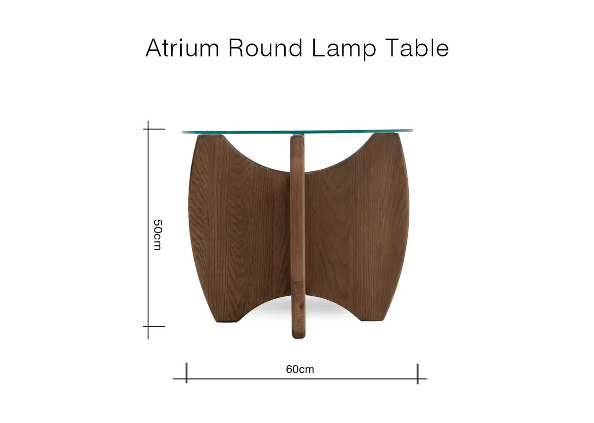 A dimension image of the Atrium lamp table with 50cm x 60cm