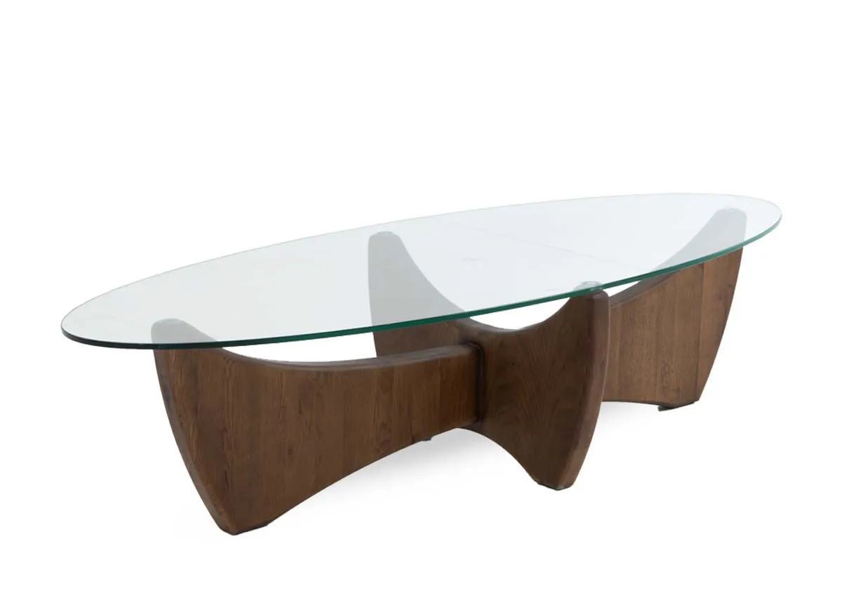 Smoked Oak & Glass Oval Coffee Table - Atrium