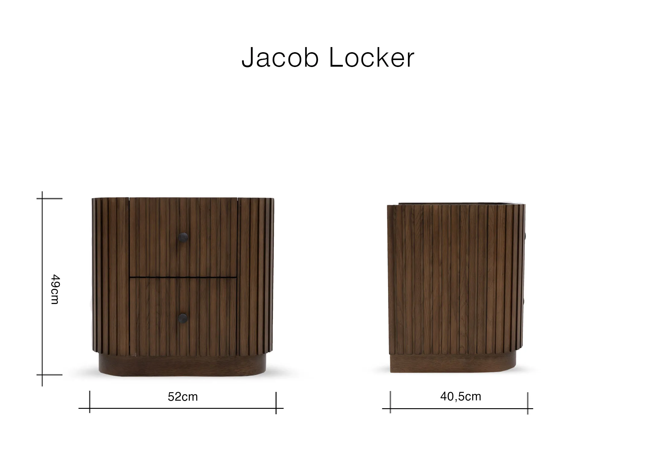 A dimension image of the Jacob locker with 52cm x 40.5cm x 49cm