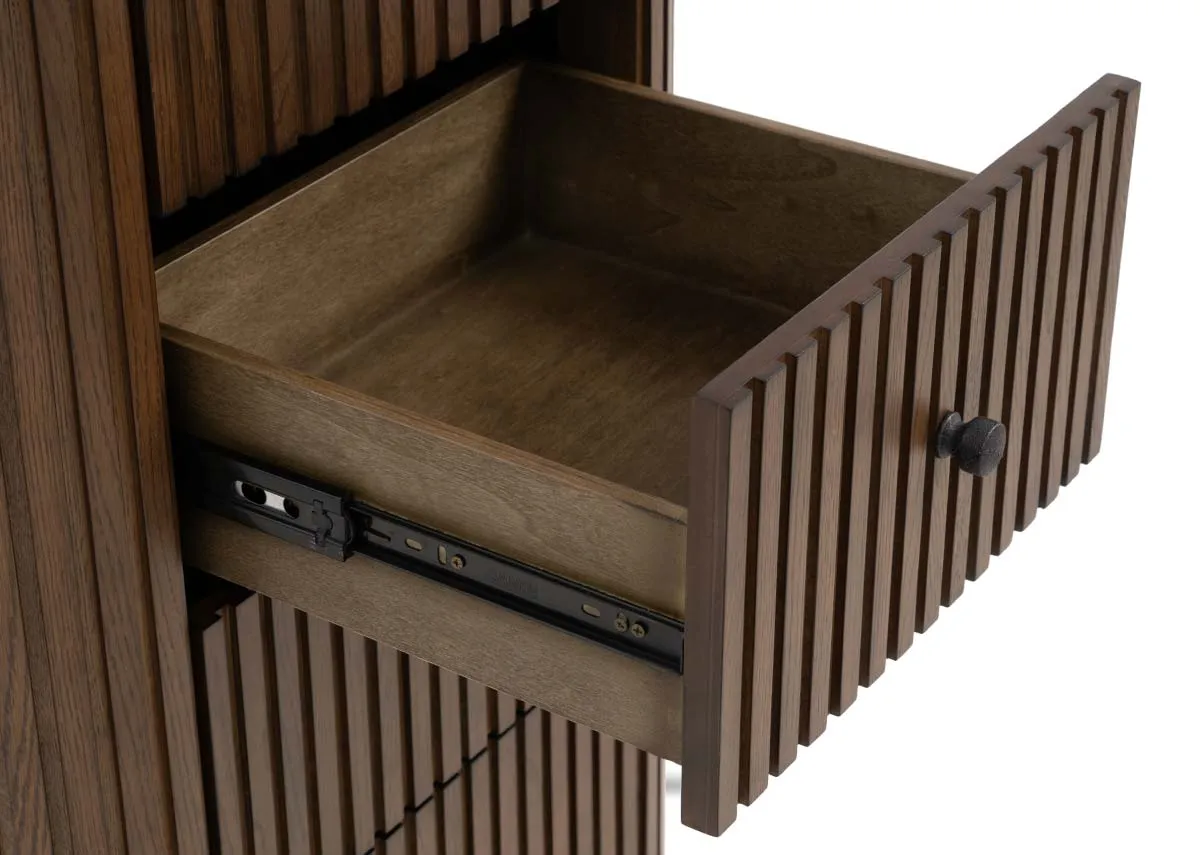 A 5 drawer tallboy from EZ Livings Jacob range. Closeup of drawer open