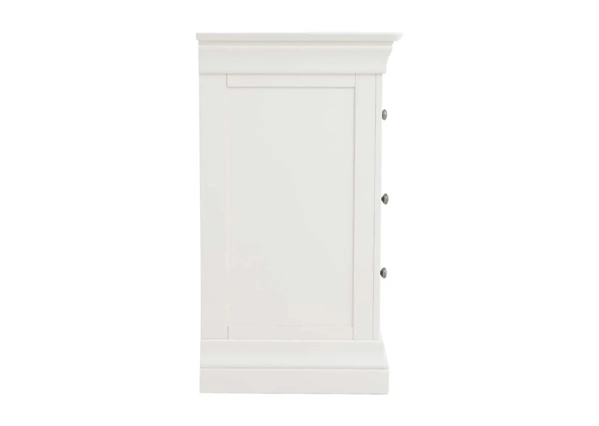 A 7 drawer dresser in white from EZ Livings Dove range. Side view