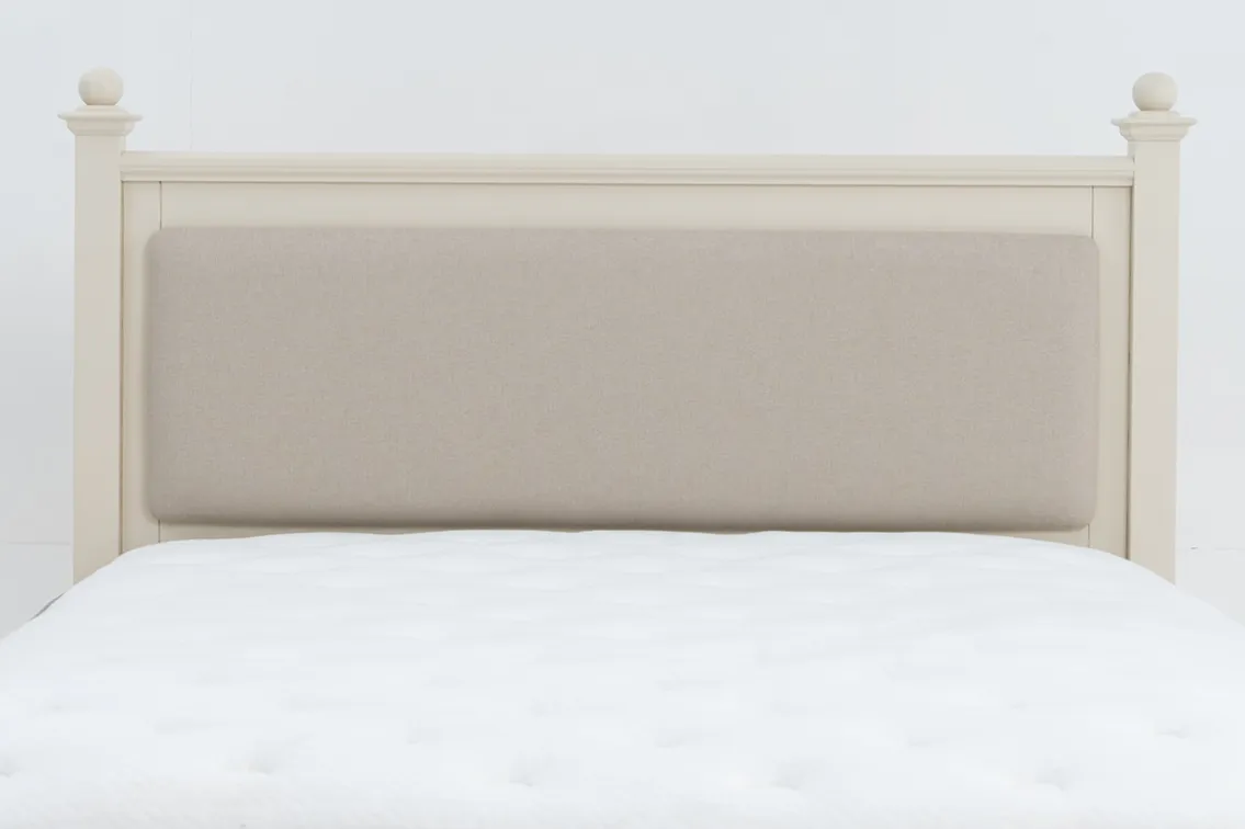 A 5ft cream bedframe from EZ Livings Dawn range. Closeup of slat wood frame