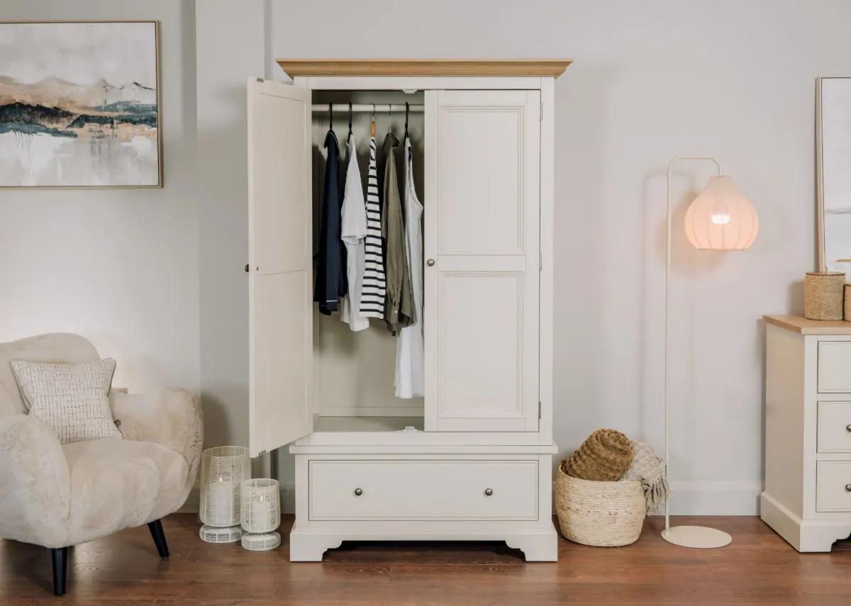 2 Door Cream Pine Wardrobe - Dawn