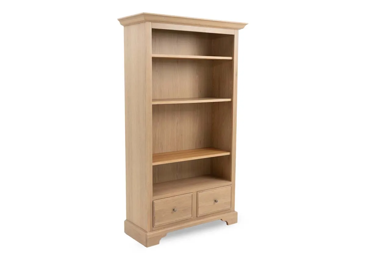 2 Drawer Oak Bookcase - Dawn