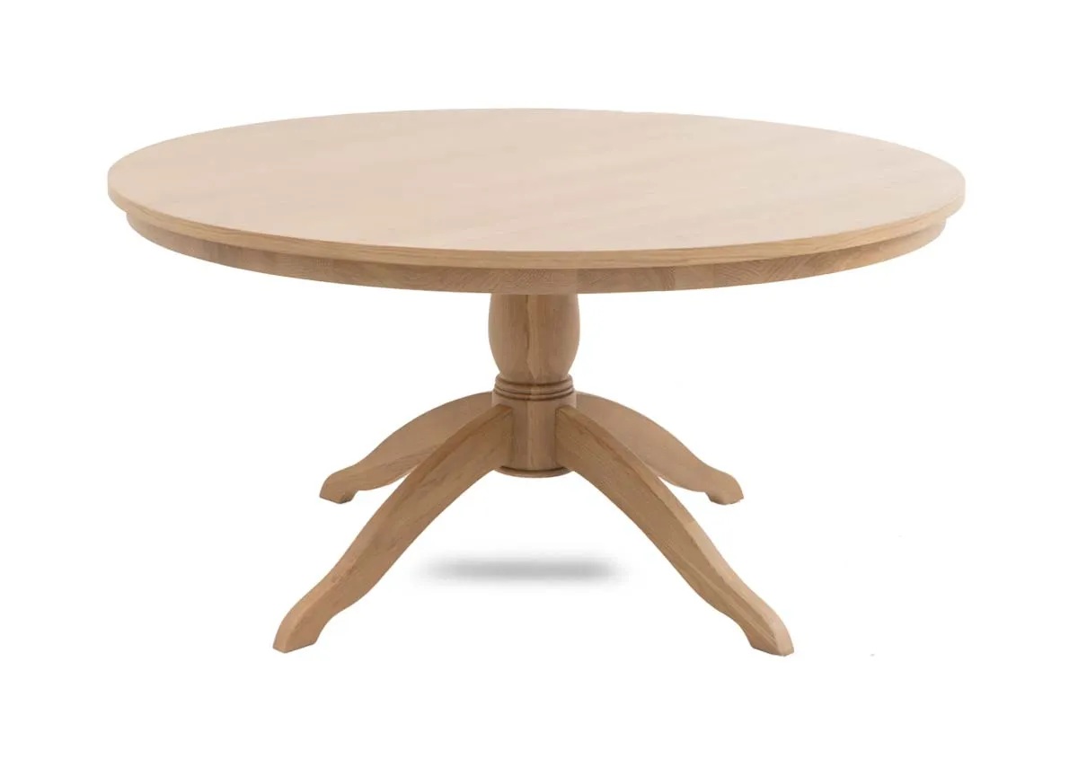 150cm Oak Round Dining Table - Dawn