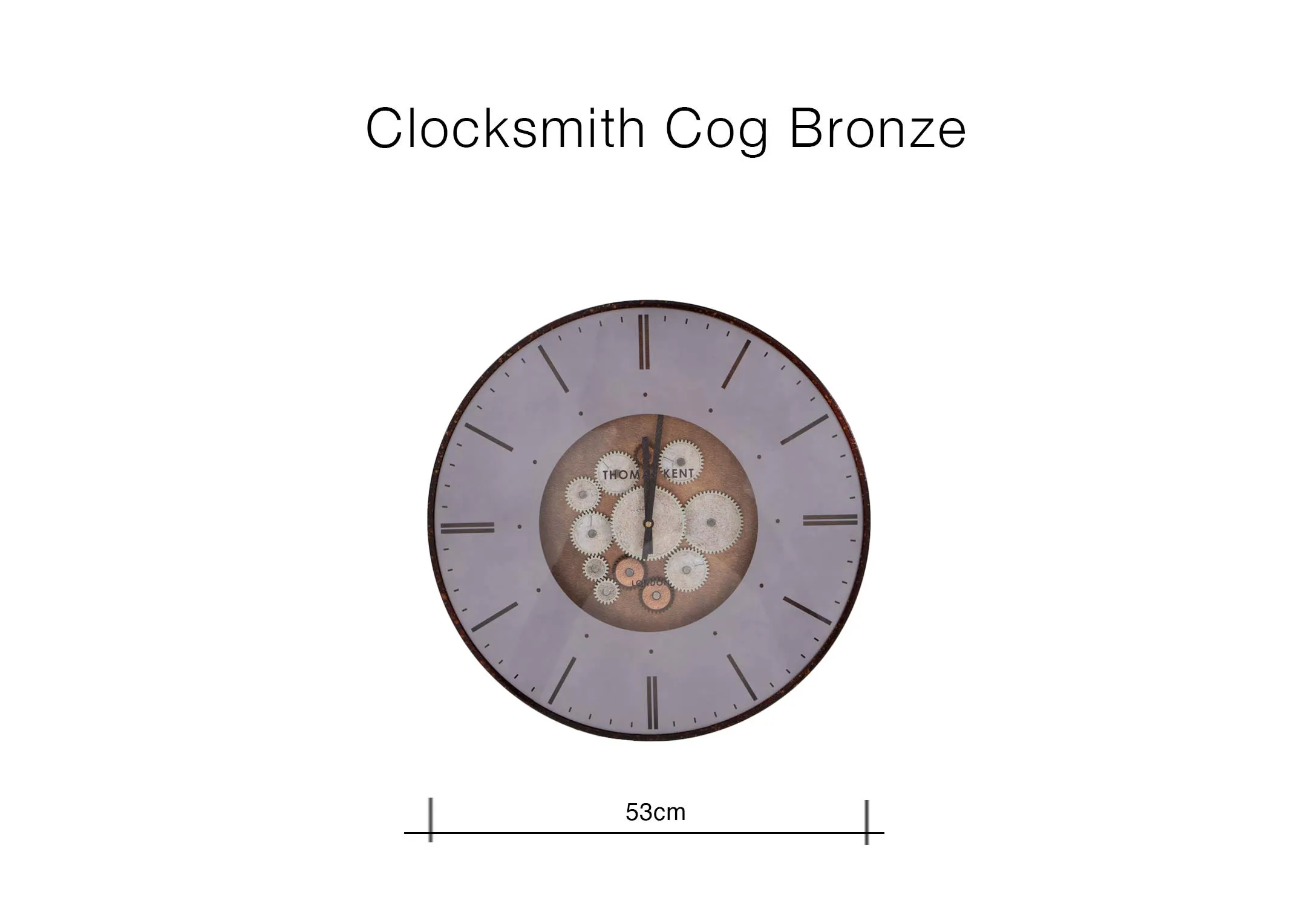 A dimension image of the Clocksmith Bronze with 53cm