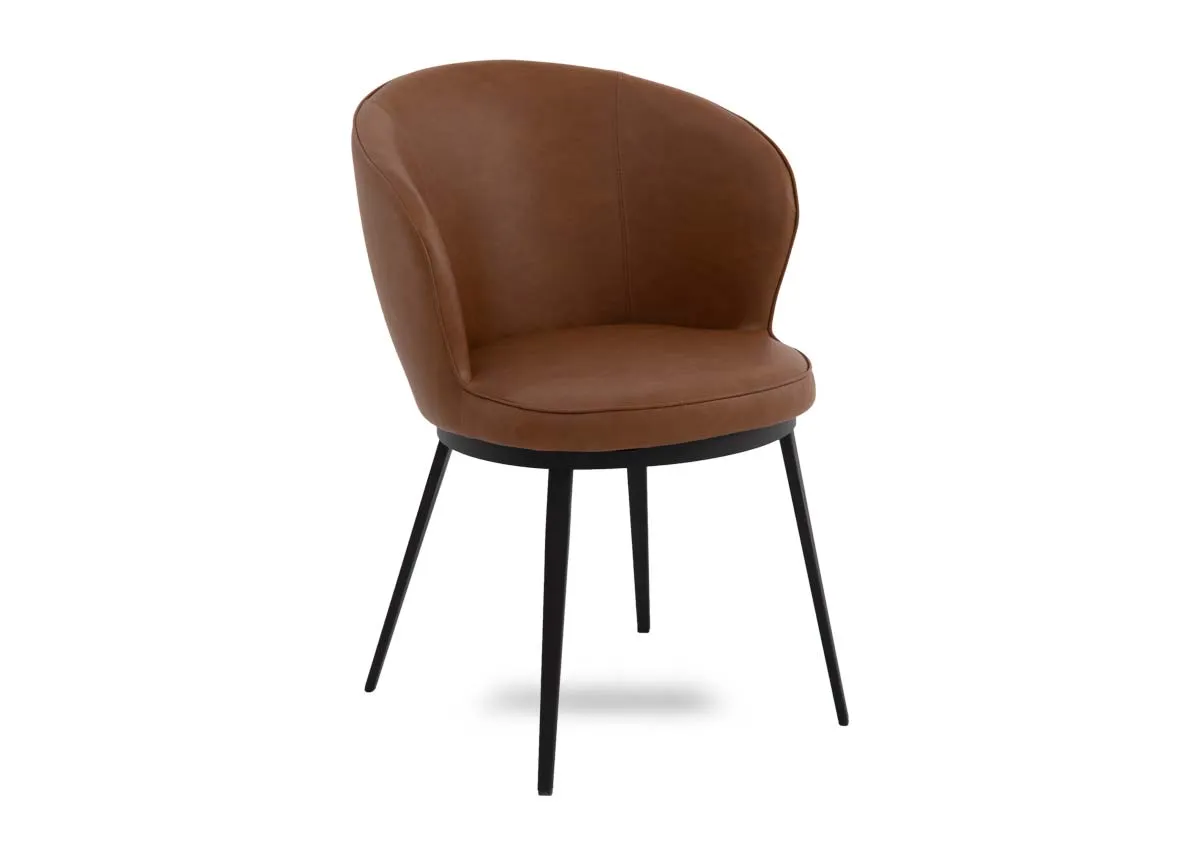 Brown Faux Leather Carver Chair - Gain