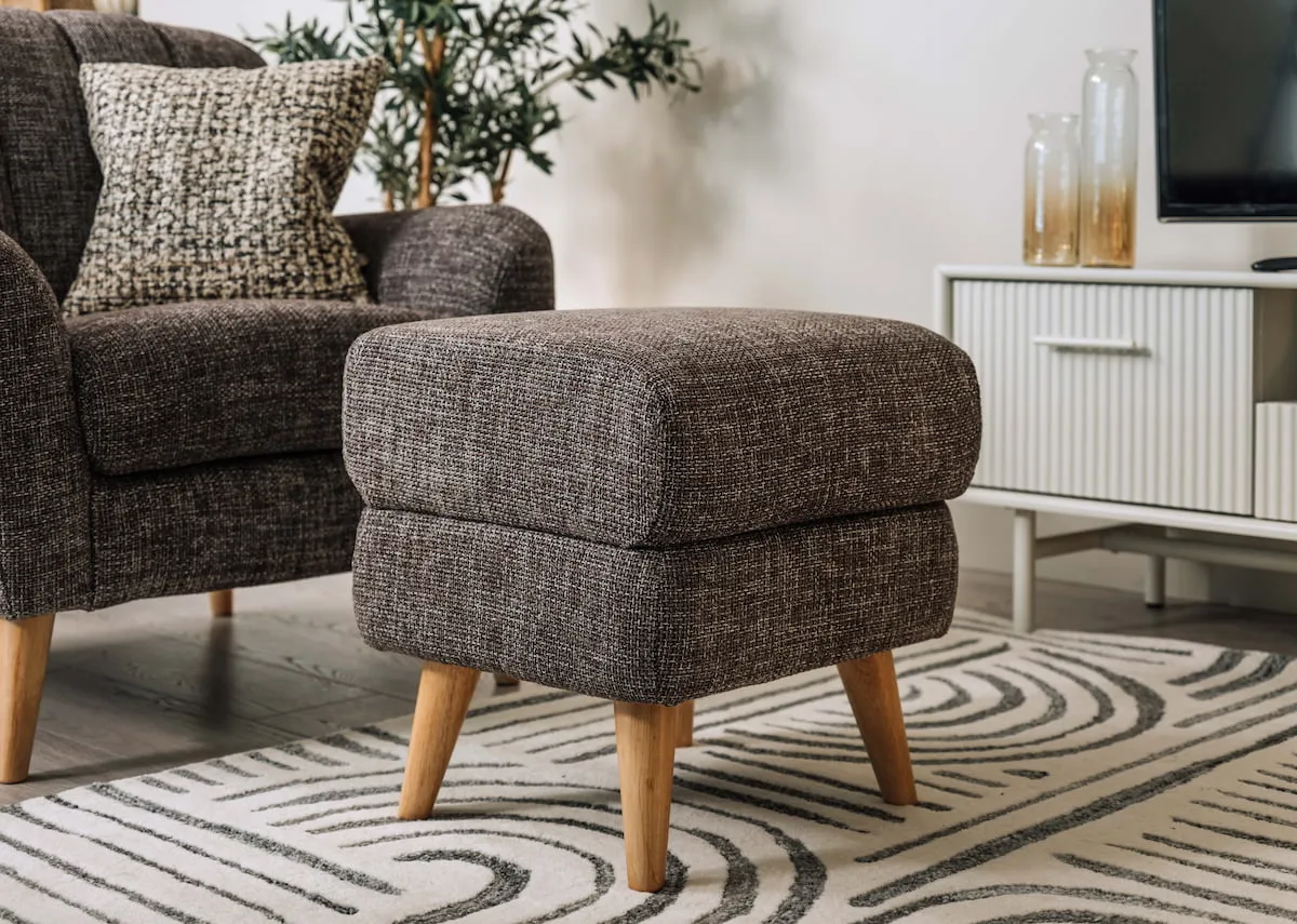 Grey Fabric Footstool - Harper