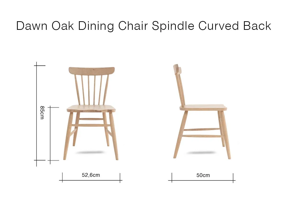 A dimension image of the Dawn Oak Spindle Chair with