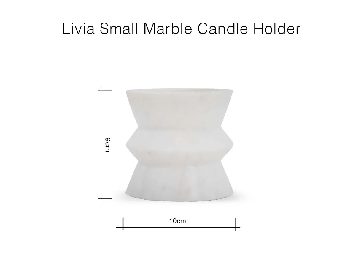 A dimension image of the Livia Small candle holder with 10cm x 9cm