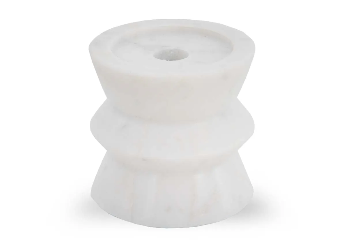 Small White Marble Candle Holder - Livia