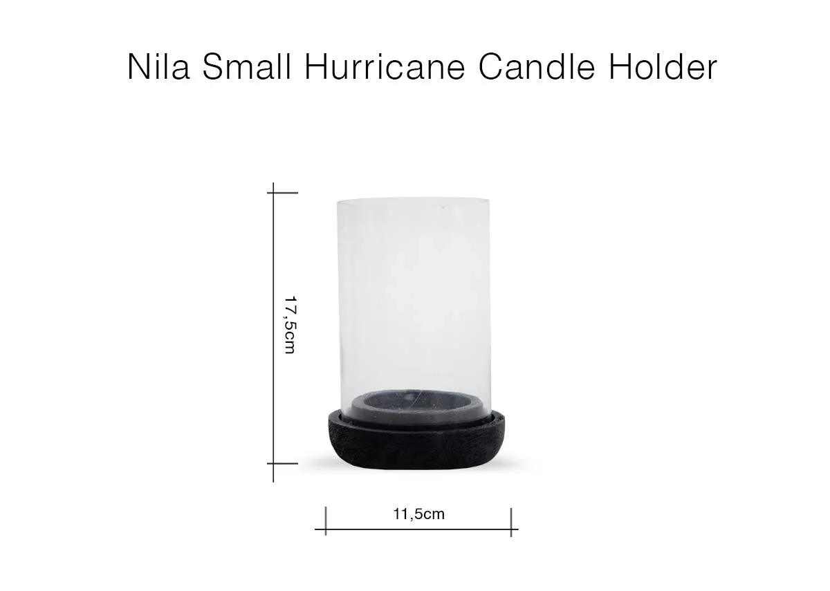 A dimension image of the Nila Small Candle Holder with 11.5cm x 17.5cm