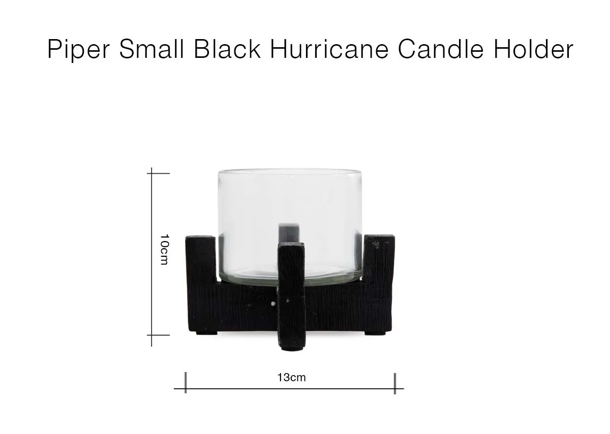 Small Black Hurricane Candle Holder Piper EZ Living Furniture Small black hurricane candle holder piper ez living furniture