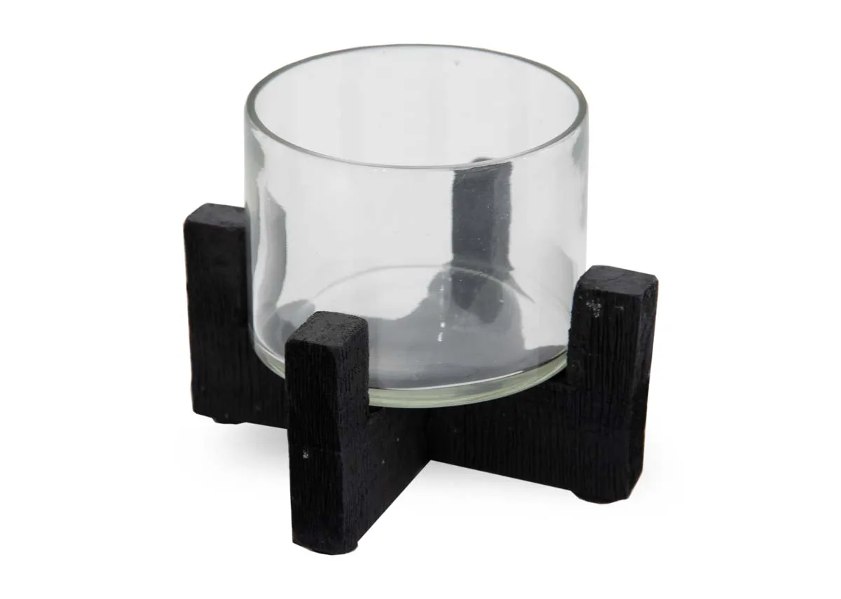 Small Black Hurricane Candle Holder - Piper