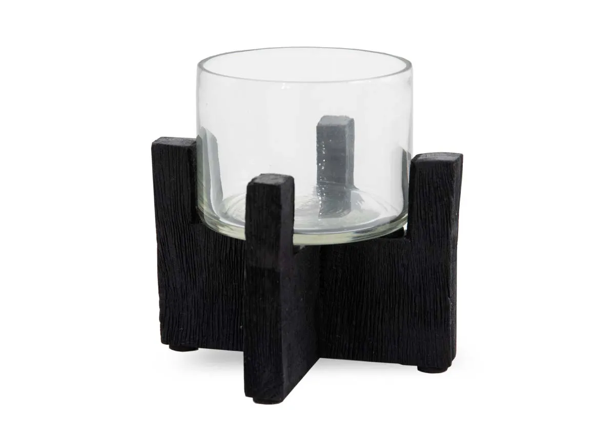 Large Black Hurricane Candle Holder - Piper