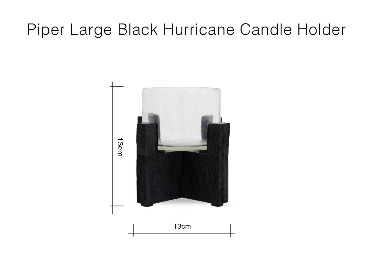 A dimension image of the Piper Large Candle Holder with 13cm x 13cm