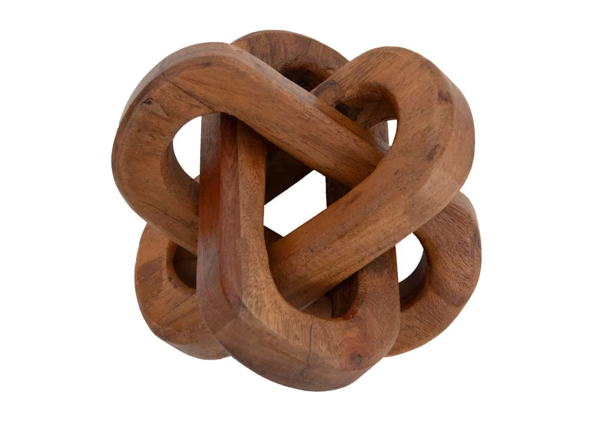 A small abstract knotted wood ornament from EZ Livings Jada range. Front view.