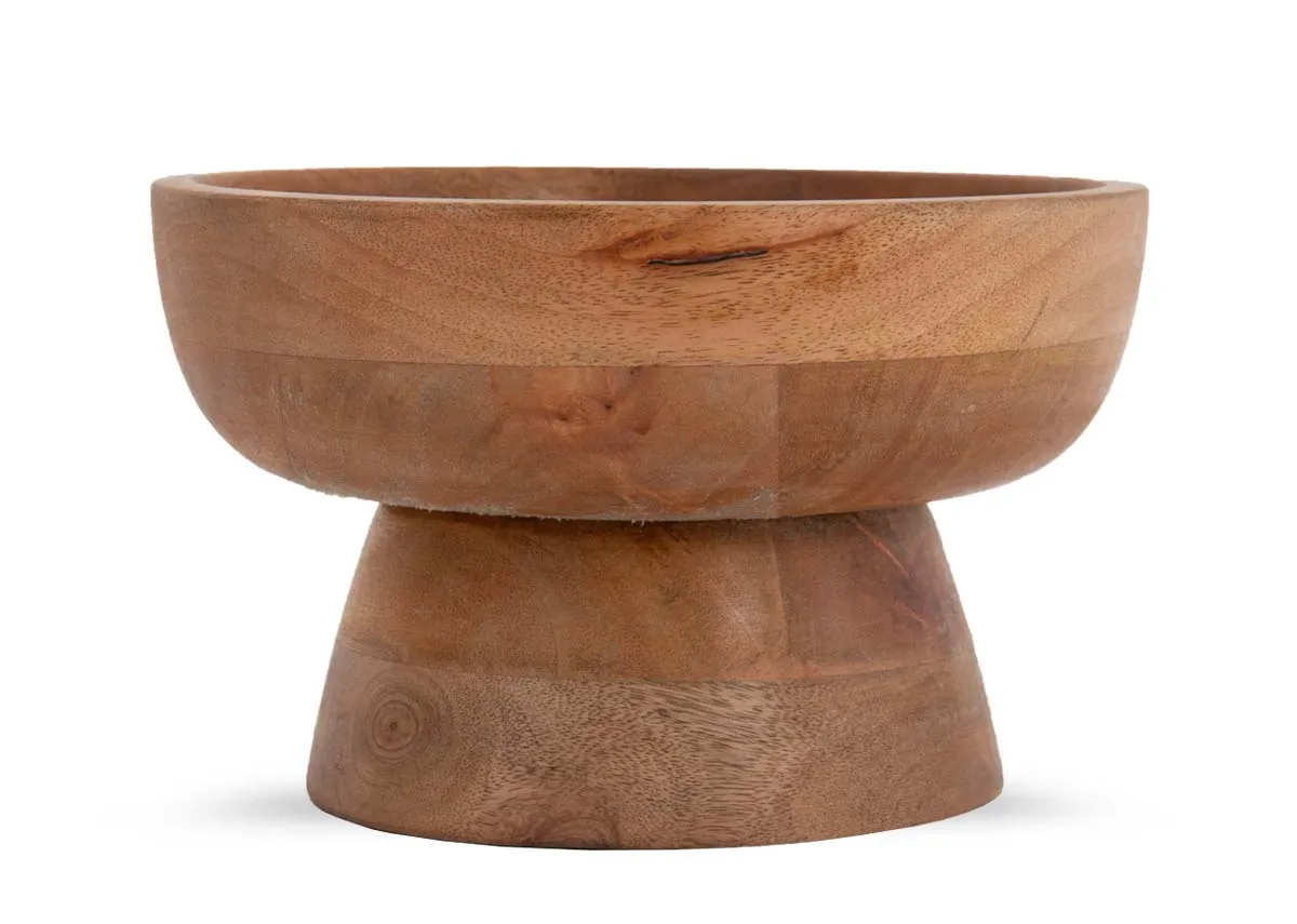 A round decorative bowl in wood from EZ Livings Aurelia range.Front view