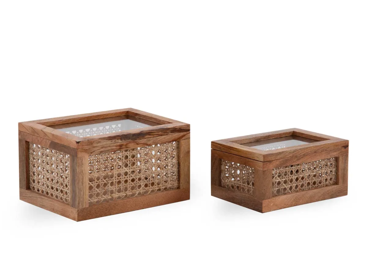 Set of 2 Natural Deco Boxes - Suri