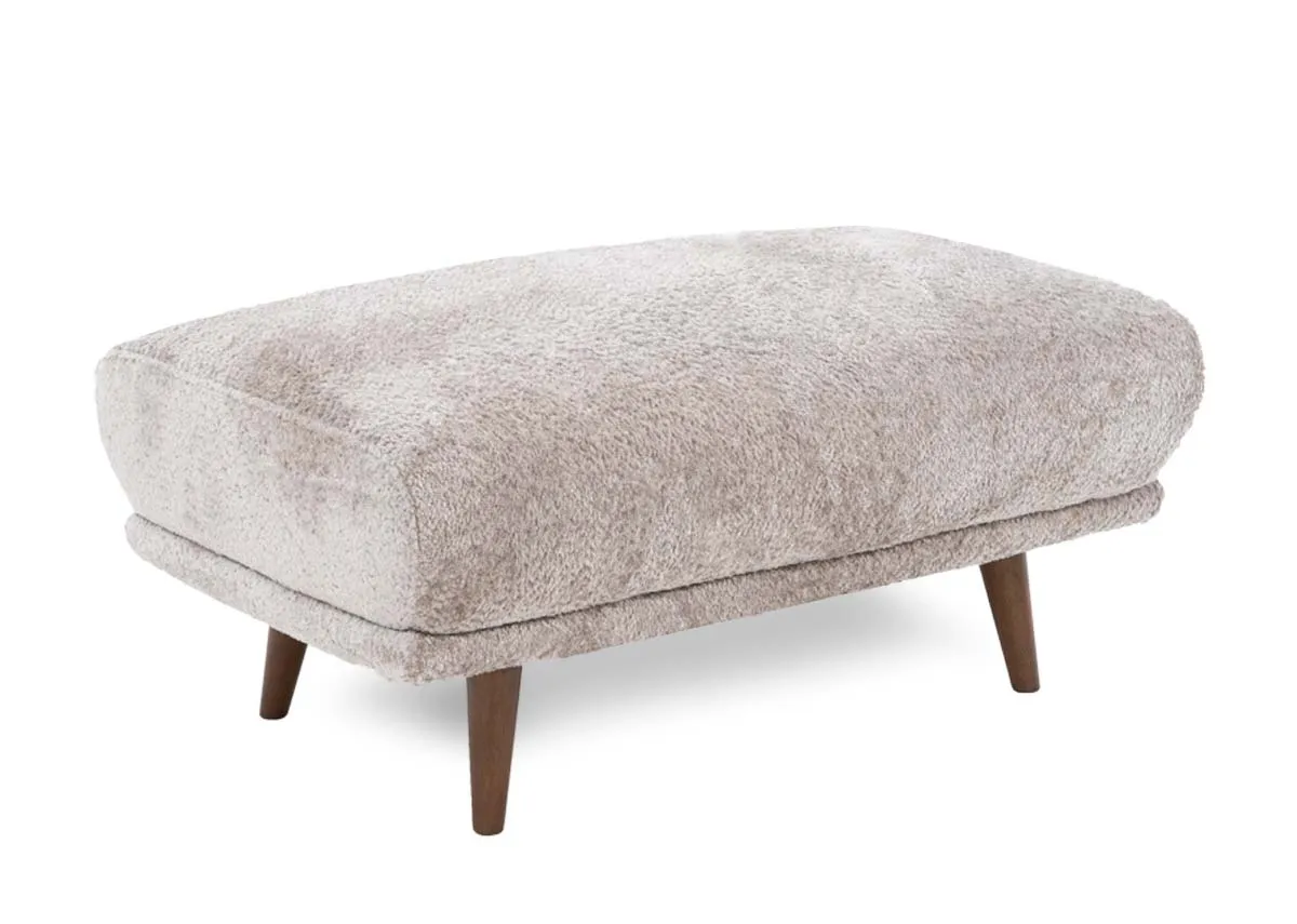 A large rectangular silver grey footstool from EZ Livings Boutique range. Angled view