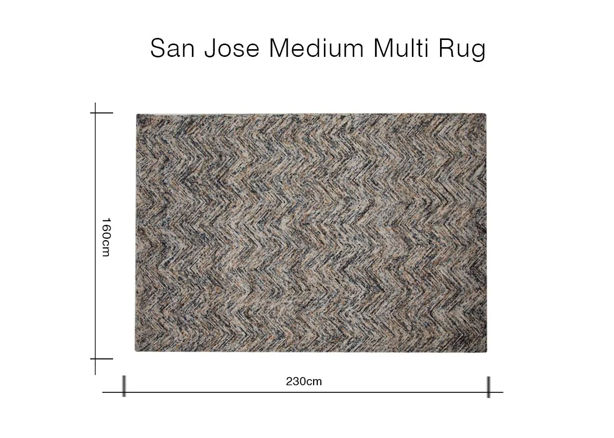 A dimension image of the San Jose Medium Rug with 230cm x 160cm