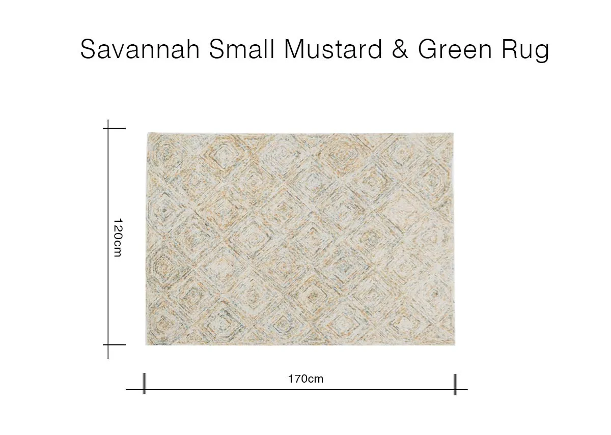 A dimension image of the Savannah Small Rug with 170cm x 120cm