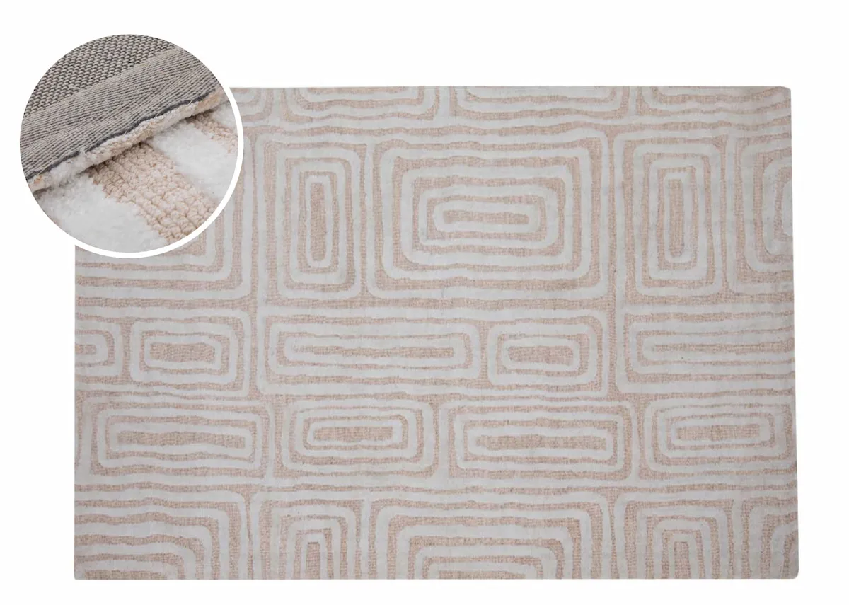 Sand & White 200cm x 300cm Large Rug - Omaha