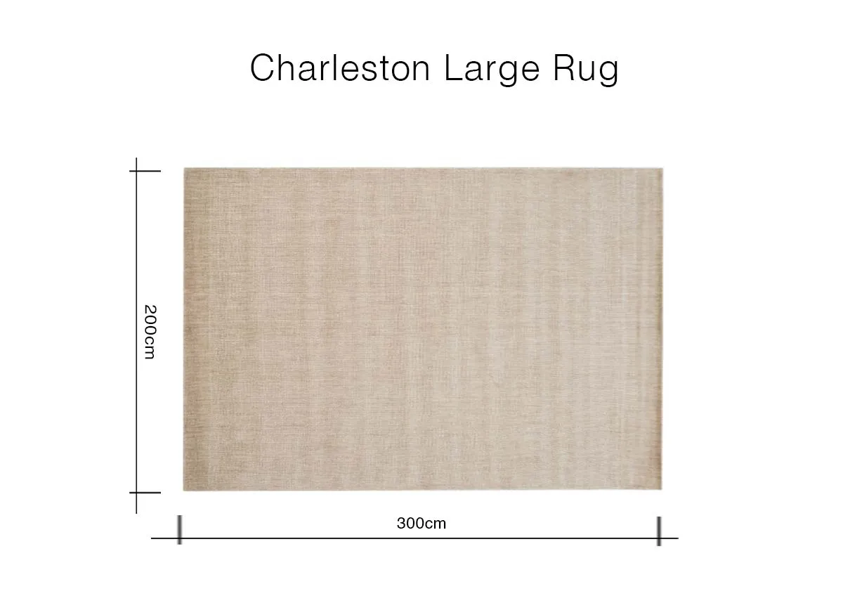 A dimension image of the Charleston rug with 300cm x 200cm