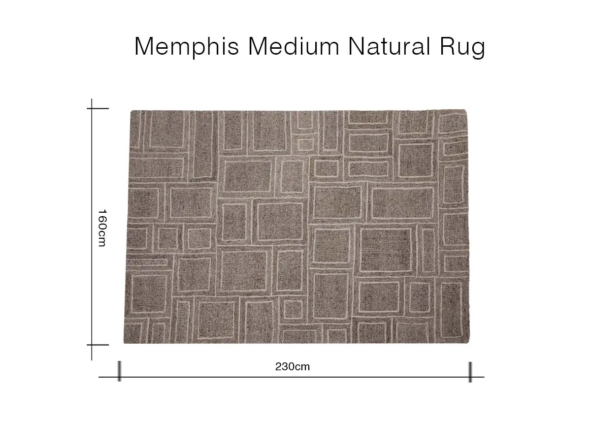A dimension image of the Memphis Medium Rug with 230cm x 160cm